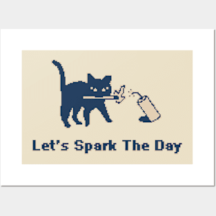 Let's Spark The Day - 1bit Pixel Art Posters and Art